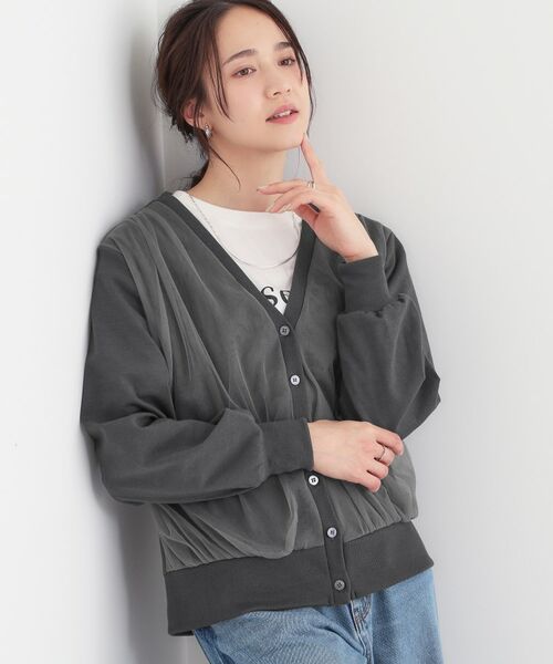 SHOO・LA・RUE/シューラルー チュールレイヤードカーディガン チャコールグレー(014) 02(M) SHOO・LA・RUE/シューラルー チュールレイヤードカーディガン チャコールグレー(014) 02(M)