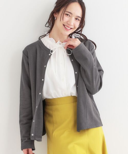 SHOO・LA・RUE/シューラルー 【洗える/S-LL】大人カジュアルコーデに ミニ裏毛スナップカーディガン チャコールグレー(014) 02(M) SHOO・LA・RUE/シューラルー 【洗える/S-LL】大人カジュアルコーデに ミニ裏毛スナップカーディガン チャコールグレー(014) 02(M)