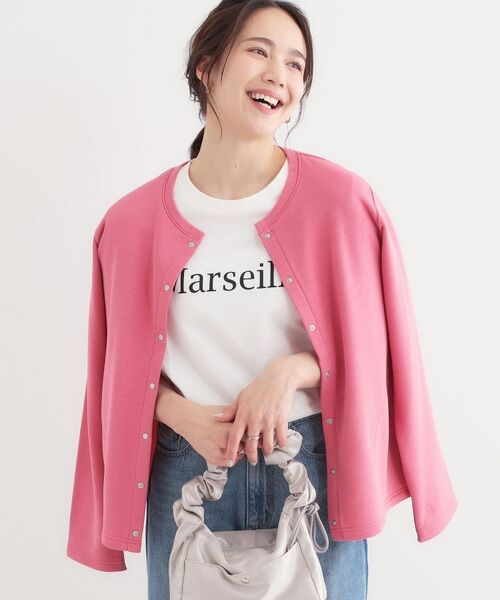 SHOO・LA・RUE/シューラルー 【洗える/S-LL】大人カジュアルコーデに ミニ裏毛スナップカーディガン ピンク(072) 01(S) SHOO・LA・RUE/シューラルー 【洗える/S-LL】大人カジュアルコーデに ミニ裏毛スナップカーディガン ピンク(072) 01(S)
