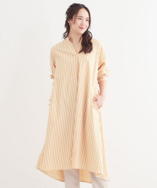 SHOO・LA・RUE / シューラルー ミニ丈・ひざ丈ワンピース | 【洗える/S-LL】ストライプAラインワンピース | 詳細1