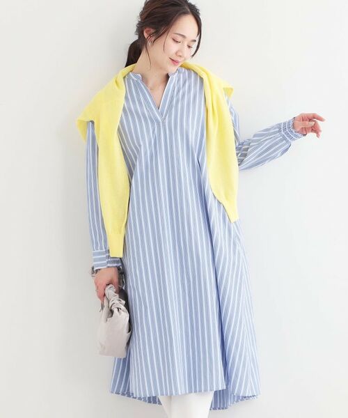 SHOO・LA・RUE/シューラルー ストライプAラインワンピース ブルー(391) 02(M) SHOO・LA・RUE/シューラルー ストライプAラインワンピース ブルー(391) 02(M)