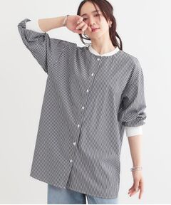 SHOO・LA・RUE / シューラルー チュニック | 【洗える/S-LL】リブでこなれ感 ゆるっと着られる ロングシャツ