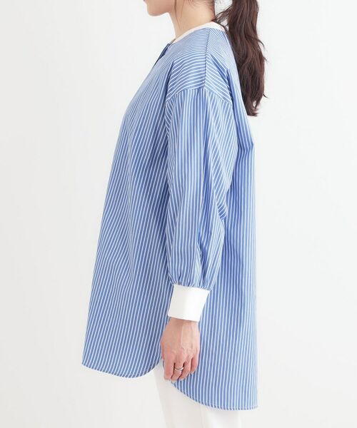 SHOO・LA・RUE / シューラルー チュニック | 【洗える/S-LL】リブでこなれ感 ゆるっと着られる ロングシャツ | 詳細10