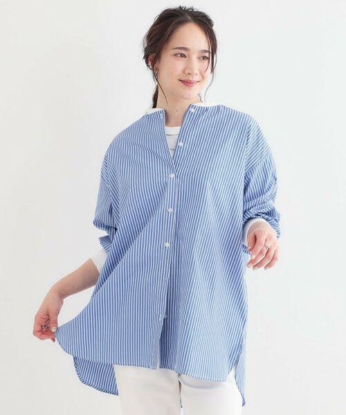 SHOO・LA・RUE / シューラルー チュニック | 【洗える/S-LL】リブでこなれ感 ゆるっと着られる ロングシャツ | 詳細5