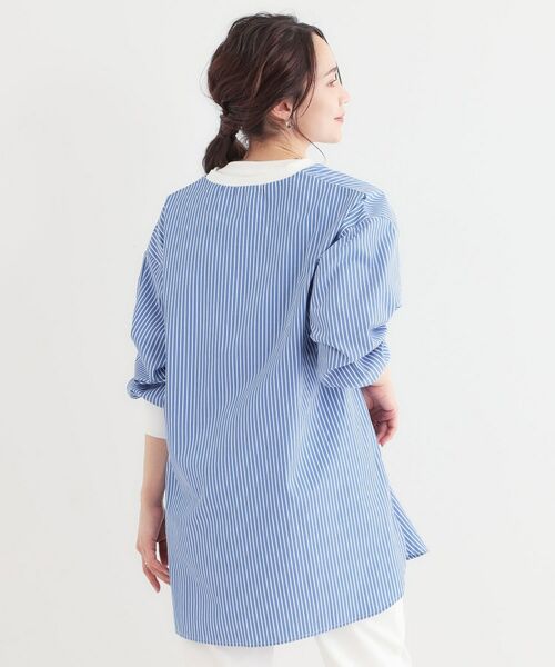 SHOO・LA・RUE / シューラルー チュニック | 【洗える/S-LL】リブでこなれ感 ゆるっと着られる ロングシャツ | 詳細6