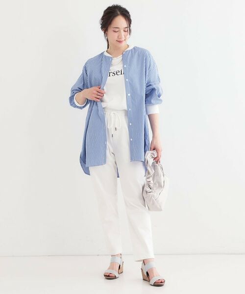 SHOO・LA・RUE / シューラルー チュニック | 【洗える/S-LL】リブでこなれ感 ゆるっと着られる ロングシャツ | 詳細7