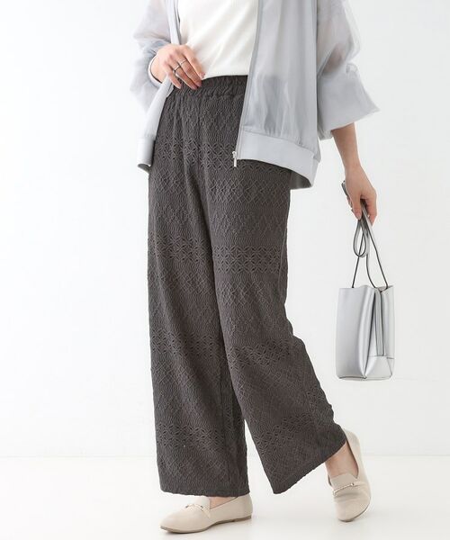 SHOO・LA・RUE/シューラルー レースジャカードイージーパンツ チャコールグレー(014) 03(L) SHOO・LA・RUE/シューラルー レースジャカードイージーパンツ チャコールグレー(014) 03(L)