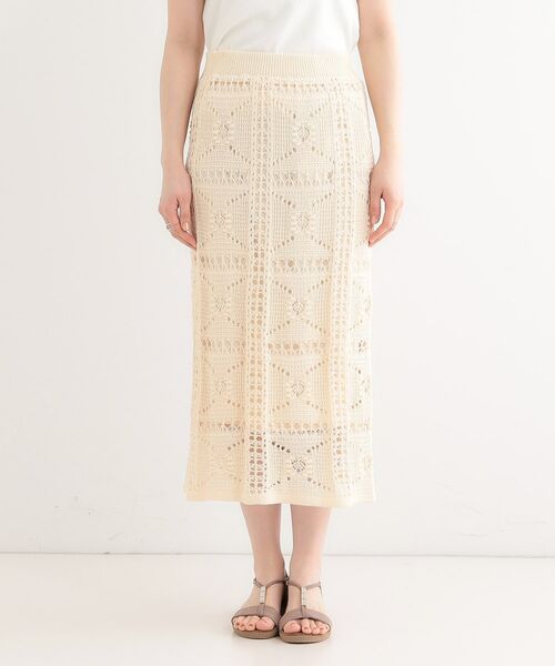 SHOO・LA・RUE / シューラルー ロング・マキシ丈スカート | かぎ針風パッチワークが大人かわいいニットスカート | 詳細13
