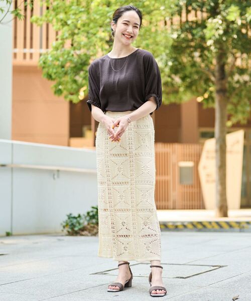 SHOO・LA・RUE / シューラルー ロング・マキシ丈スカート | かぎ針風パッチワークが大人かわいいニットスカート | 詳細18