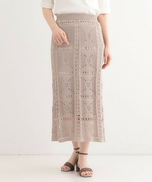 SHOO・LA・RUE / シューラルー ロング・マキシ丈スカート | かぎ針風パッチワークが大人かわいいニットスカート | 詳細5
