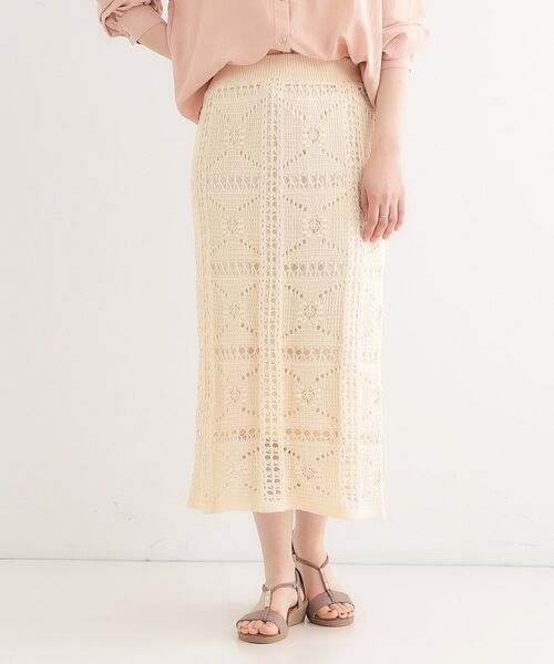 SHOO・LA・RUE / シューラルー ロング・マキシ丈スカート | かぎ針風パッチワークが大人かわいいニットスカート | 詳細9