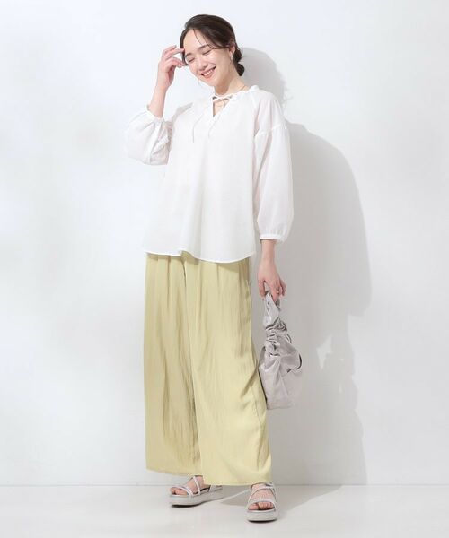 SHOO・LA・RUE / シューラルー シャツ・ブラウス | 【洗える/S-LL/UV/吸水速乾】洗濯後しわになりにくいリネンブレンド ブラウス | 詳細3