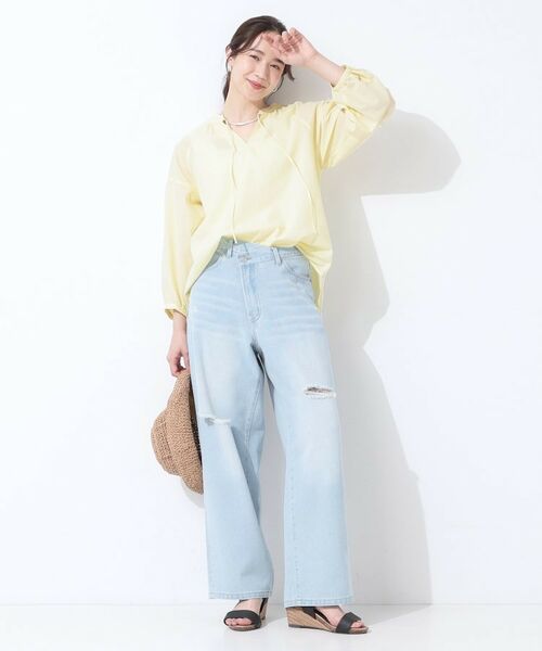 SHOO・LA・RUE / シューラルー シャツ・ブラウス | 【洗える/S-LL/UV/吸水速乾】洗濯後しわになりにくいリネンブレンド ブラウス | 詳細7