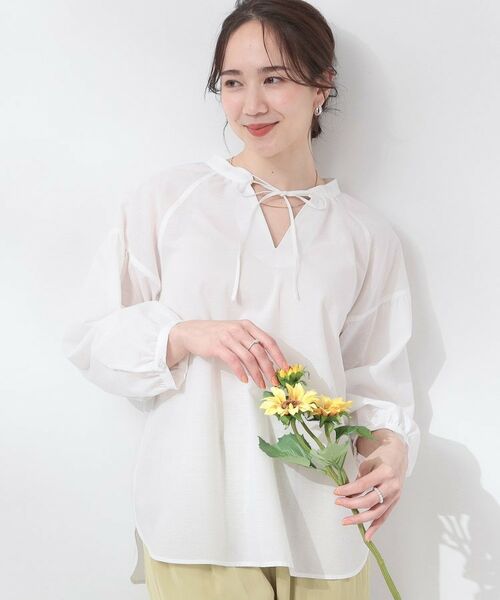 SHOO・LA・RUE/シューラルー 【洗える/S-LL/UV/吸水速乾】洗濯後しわになりにくい フレンチコアリネンブレンド ブラウス ホワイト(001) 01(S) SHOO・LA・RUE/シューラルー 【洗える/S-LL/UV/吸水速乾】洗濯後しわになりにくい フレンチコアリネンブレンド ブラウス ホワイト(001) 01(S)