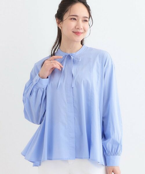SHOO・LA・RUE/シューラルー フレアリボンブラウス ブルー(091) 04(LL) SHOO・LA・RUE/シューラルー フレアリボンブラウス ブルー(091) 04(LL)