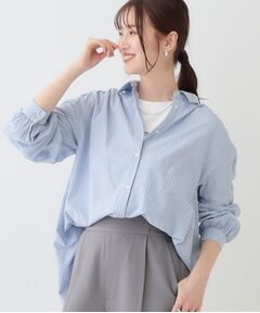 SHOO・LA・RUE / シューラルー シャツ・ブラウス | 【洗える】バックギャザーがポイント 綿ワッシャー前開きシャツ