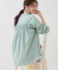 SHOO・LA・RUE / シューラルー シャツ・ブラウス | 【洗える】バックギャザーがポイント 綿ワッシャー前開きシャツ