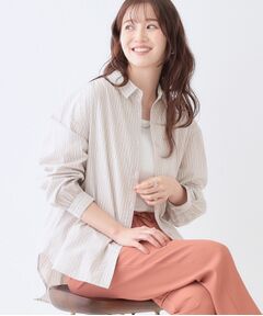 SHOO・LA・RUE / シューラルー シャツ・ブラウス | 【洗える】バックギャザーがポイント 綿ワッシャー前開きシャツ