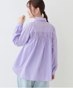 SHOO・LA・RUE / シューラルー シャツ・ブラウス | 【洗える】バックギャザーがポイント 綿ワッシャー前開きシャツ