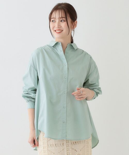 SHOO・LA・RUE / シューラルー シャツ・ブラウス | 【洗える】バックギャザーがポイント 綿ワッシャー前開きシャツ | 詳細1