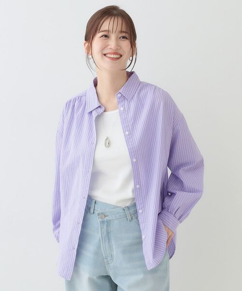 SHOO・LA・RUE / シューラルー シャツ・ブラウス | 【洗える】バックギャザーがポイント 綿ワッシャー前開きシャツ | 詳細17