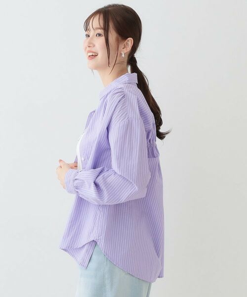 SHOO・LA・RUE / シューラルー シャツ・ブラウス | 【洗える】バックギャザーがポイント 綿ワッシャー前開きシャツ | 詳細18