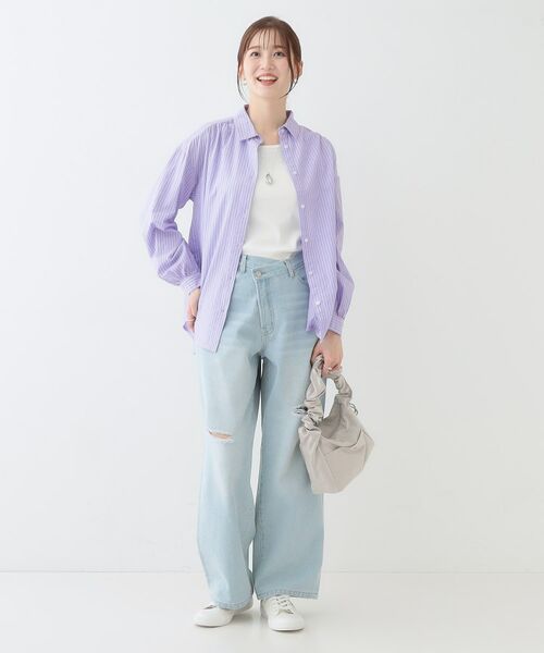 SHOO・LA・RUE / シューラルー シャツ・ブラウス | 【洗える】バックギャザーがポイント 綿ワッシャー前開きシャツ | 詳細19