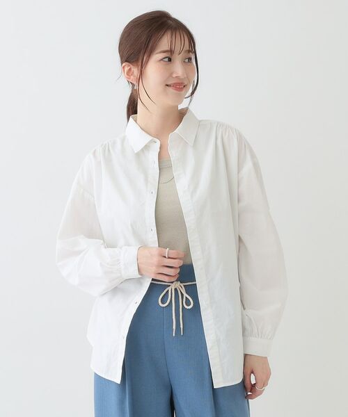 SHOO・LA・RUE / シューラルー シャツ・ブラウス | 【洗える】バックギャザーがポイント 綿ワッシャー前開きシャツ | 詳細5