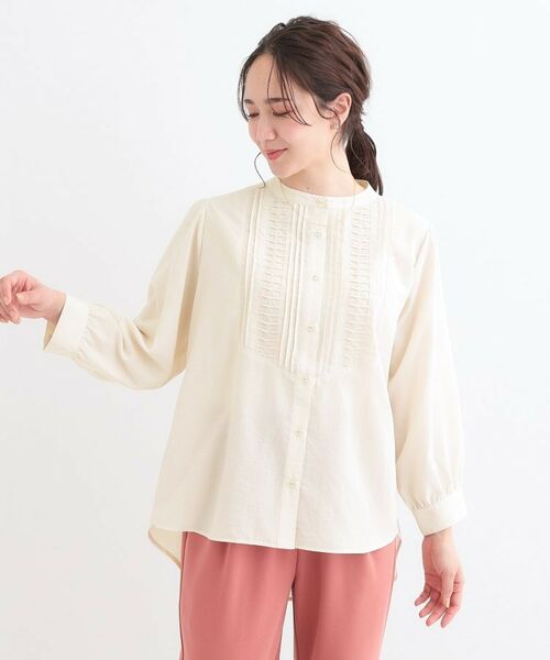 SHOO・LA・RUE / シューラルー シャツ・ブラウス | 【S-LL】お顔周りを華やかに おりがみタックブラウス | 詳細1