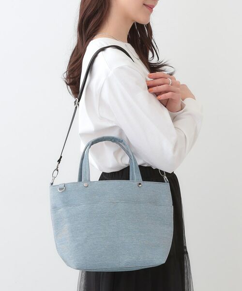SHOO・LA・RUE/シューラルー 【撥水】あおりポケット2WAYトートバッグ ブルー(092) 00 SHOO・LA・RUE/シューラルー 【撥水】あおりポケット2WAYトートバッグ ブルー(092) 00
