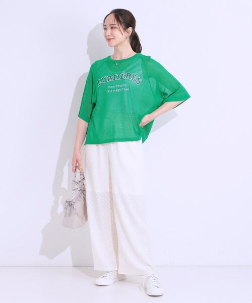 SHOO・LA・RUE / シューラルー ニット・セーター | 【S-LL】シアー感がこなれ見え お袖ゆったりロゴニット | 詳細7