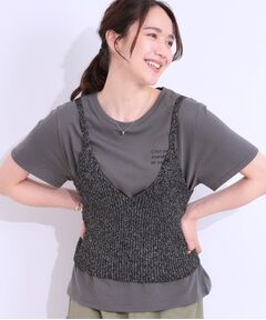 SHOO・LA・RUE / シューラルー その他トップス | 【S-LL/2点セット】ラメニットキャミ＆ロゴTシャツ