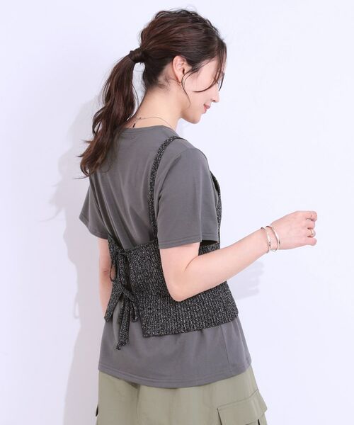 SHOO・LA・RUE / シューラルー その他トップス | 【S-LL/2点セット】ラメニットキャミ＆ロゴTシャツ | 詳細6