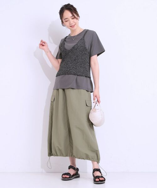 SHOO・LA・RUE / シューラルー その他トップス | 【S-LL/2点セット】ラメニットキャミ＆ロゴTシャツ | 詳細9