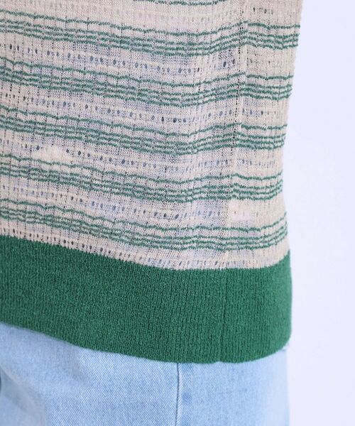 SHOO・LA・RUE / シューラルー ニット・セーター | 【S-LL】大人カジュアルコーデに 透かし編みボーダー ポロニット | 詳細14