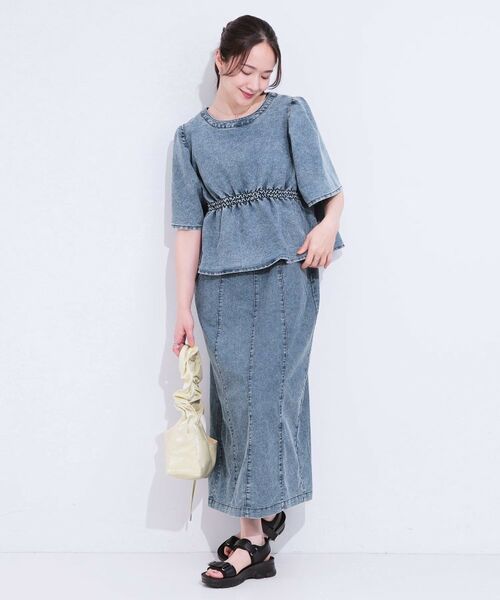 SHOO・LA・RUE / シューラルー カットソー | 【前後2WAY/セットアップ可】ライトオンスデニム ペプラムリボントップス | 詳細13