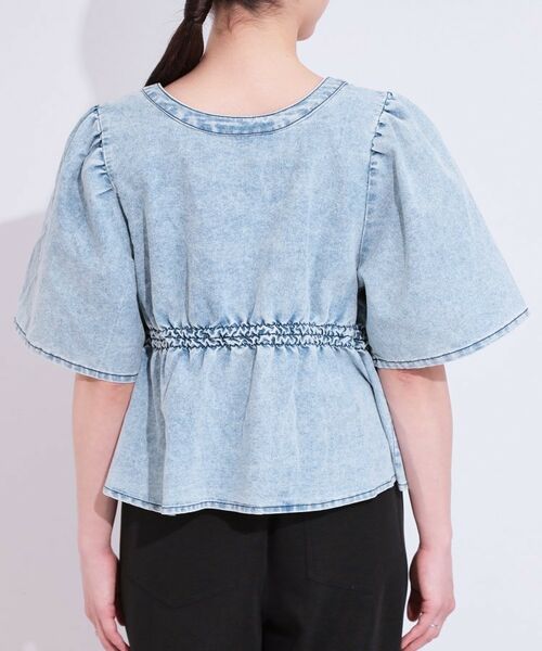 SHOO・LA・RUE / シューラルー カットソー | 【前後2WAY/セットアップ可】ライトオンスデニム ペプラムリボントップス | 詳細17