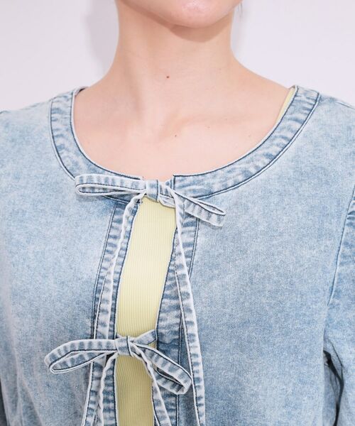 SHOO・LA・RUE / シューラルー カットソー | 【前後2WAY/セットアップ可】ライトオンスデニム ペプラムリボントップス | 詳細18