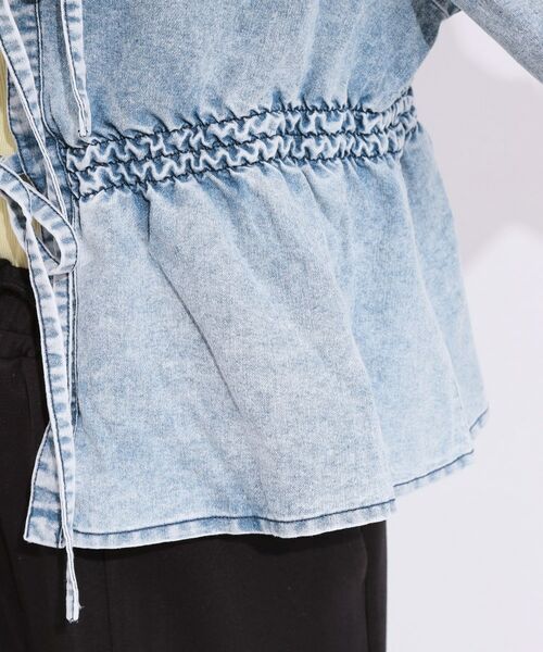 SHOO・LA・RUE / シューラルー カットソー | 【前後2WAY/セットアップ可】ライトオンスデニム ペプラムリボントップス | 詳細20