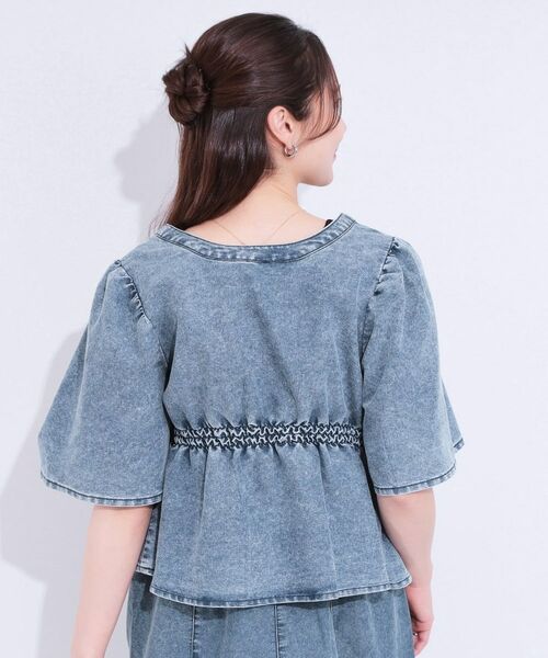 SHOO・LA・RUE / シューラルー カットソー | 【前後2WAY/セットアップ可】ライトオンスデニム ペプラムリボントップス | 詳細9