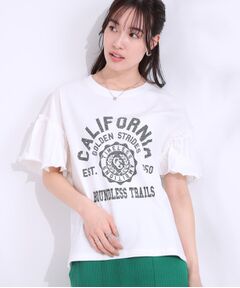 SHOO・LA・RUE / シューラルー Tシャツ | 【洗える/S-LL】プリントアソート お袖フリルTシャツ