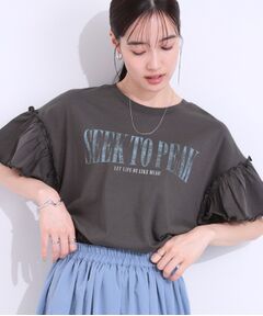 SHOO・LA・RUE / シューラルー Tシャツ | 【洗える/S-LL】プリントアソート お袖フリルTシャツ