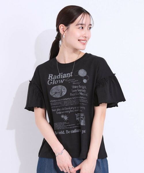 SHOO・LA・RUE / シューラルー Tシャツ | 【洗える/S-LL】プリントアソート お袖フリルTシャツ | 詳細13