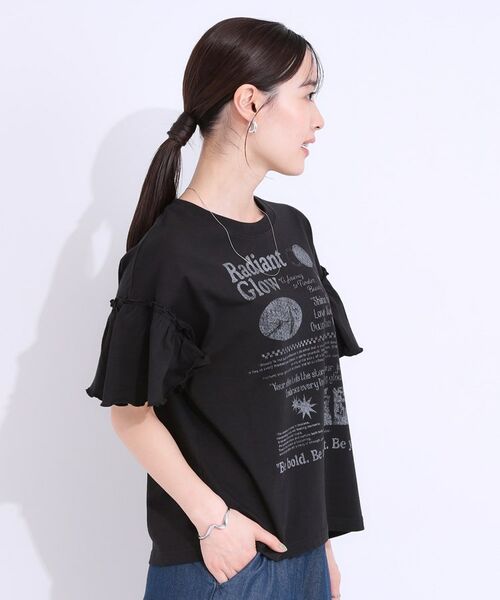 SHOO・LA・RUE / シューラルー Tシャツ | 【洗える/S-LL】プリントアソート お袖フリルTシャツ | 詳細14