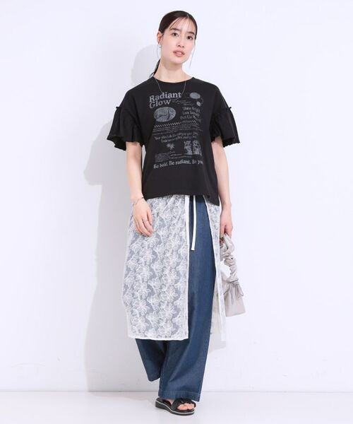 SHOO・LA・RUE / シューラルー Tシャツ | 【洗える/S-LL】プリントアソート お袖フリルTシャツ | 詳細15