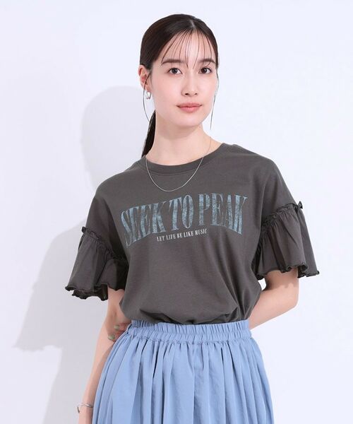 SHOO・LA・RUE / シューラルー Tシャツ | 【洗える/S-LL】プリントアソート お袖フリルTシャツ | 詳細5