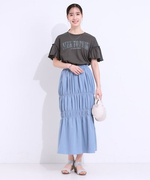 SHOO・LA・RUE / シューラルー Tシャツ | 【洗える/S-LL】プリントアソート お袖フリルTシャツ | 詳細7