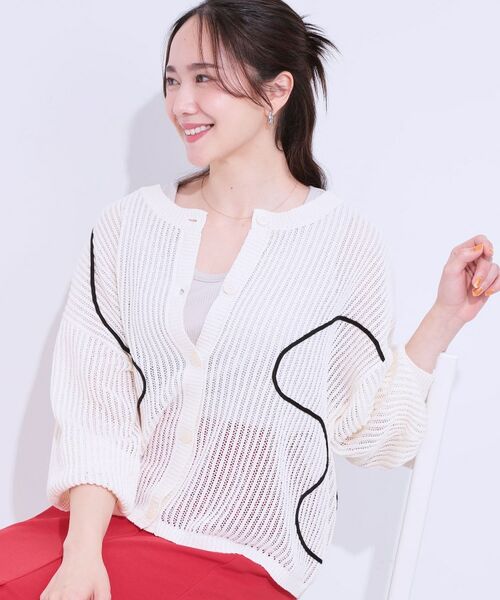 SHOO・LA・RUE / シューラルー カーディガン・ボレロ | 柄コード刺繍アソート メッシュ2WAYカーデ(ホワイト(101))