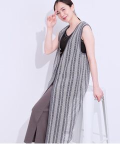 SHOO・LA・RUE / シューラルー ベスト | 【S-LL】羽織るだけでサマ見え バイカラーレースジレ