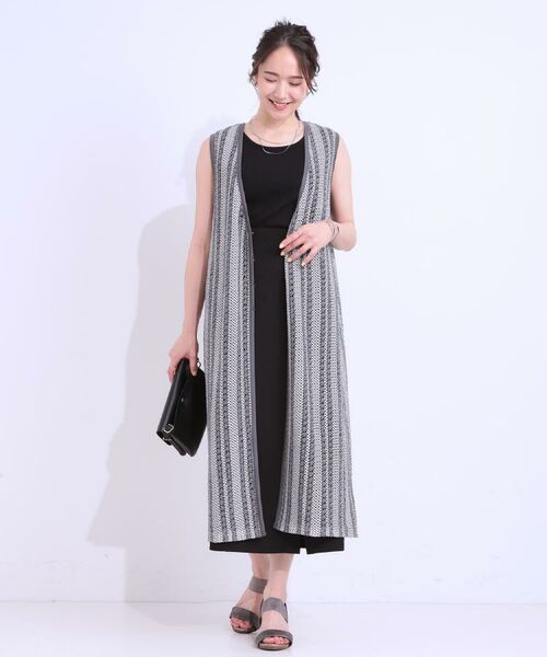 SHOO・LA・RUE / シューラルー ベスト | 【S-LL】羽織るだけでサマ見え バイカラーレースジレ | 詳細11